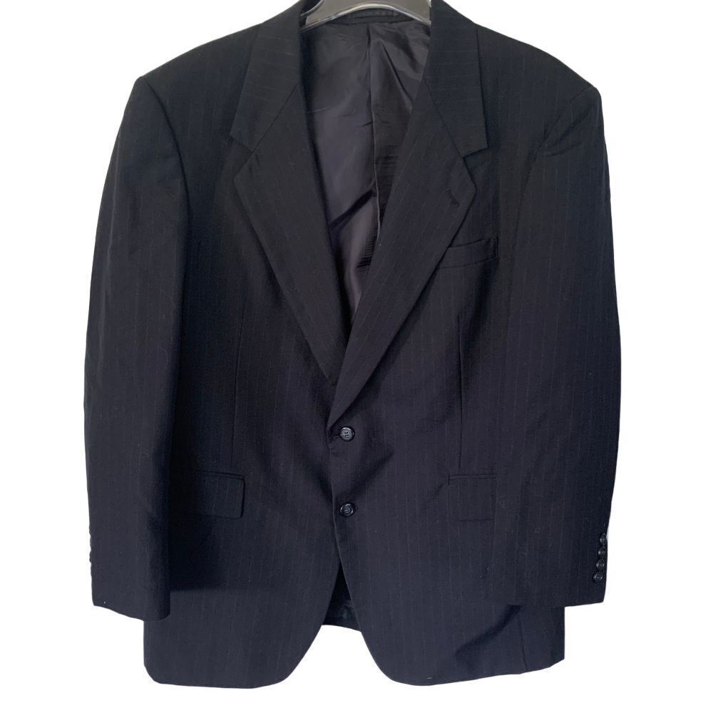 EUC Vintage London‎ Square Navy Pinstripe Wool Blend Sport Coat Blazer Size 44R